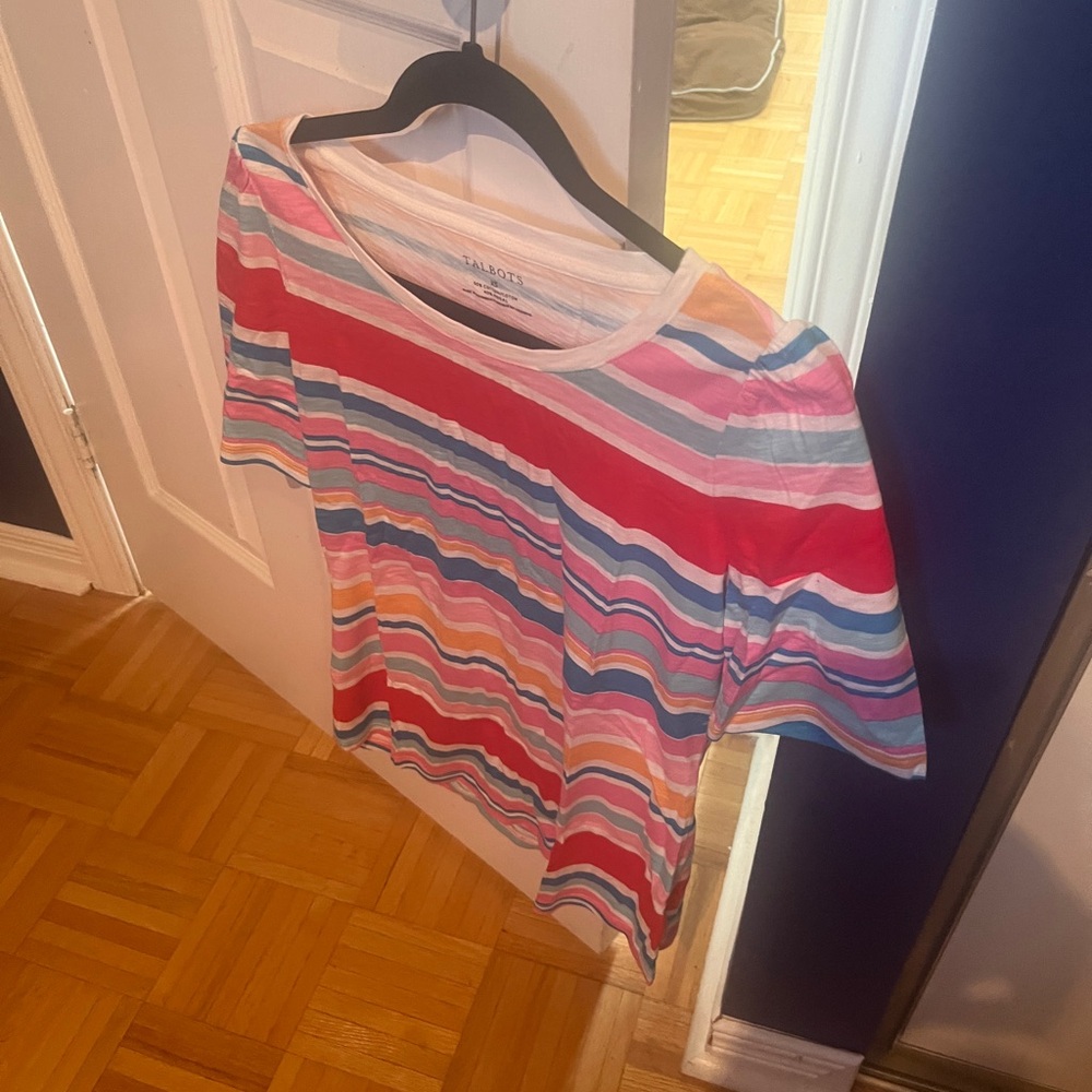 Talbots Multicolor Striped Short Sleeve Tee